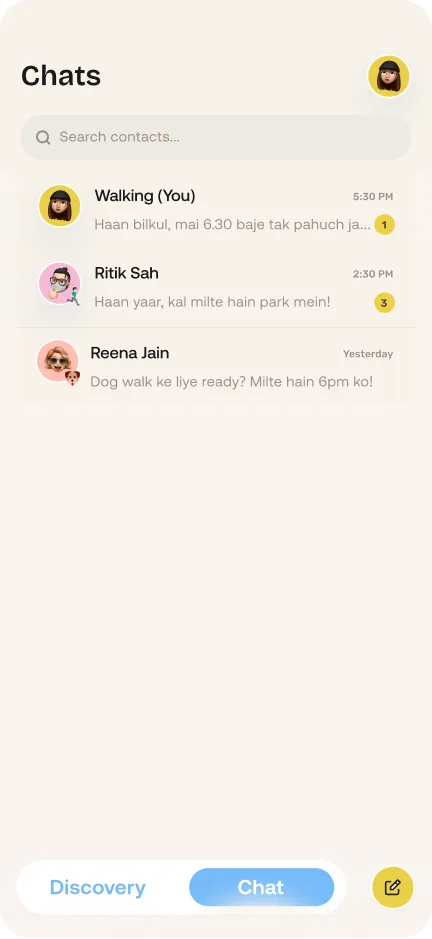 Chats list with recent plan groups