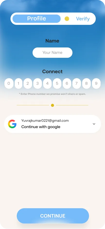 Earlier profile step without the checkbox